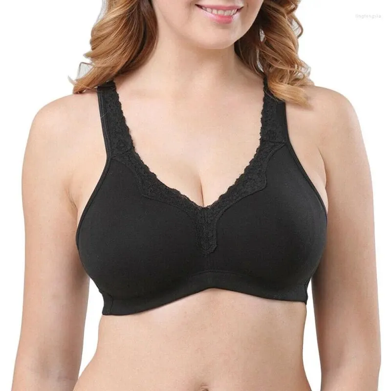 Plus Size Bra Sexy Lace Unlined Underwear Hollow 3/4 Cup Underwire