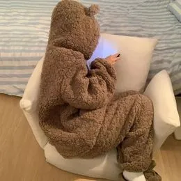 Susenstone Onesie Femme Polaire Chaud - Pyjama à Capuche Fluffy En Peluche Douce, Combinaison Hiver Confortable Grande Taille