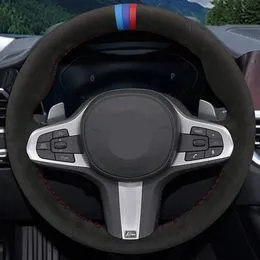 Funda negra para volante de coche, cuero Artificial cosido a mano para BMW  E46, 318i, 325i