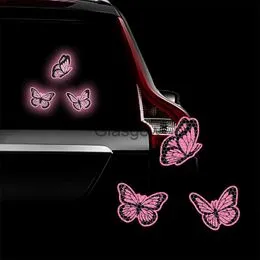 Pegatinas de coche de flores de mariposa para ambos lados de la carrocería  (rojo)