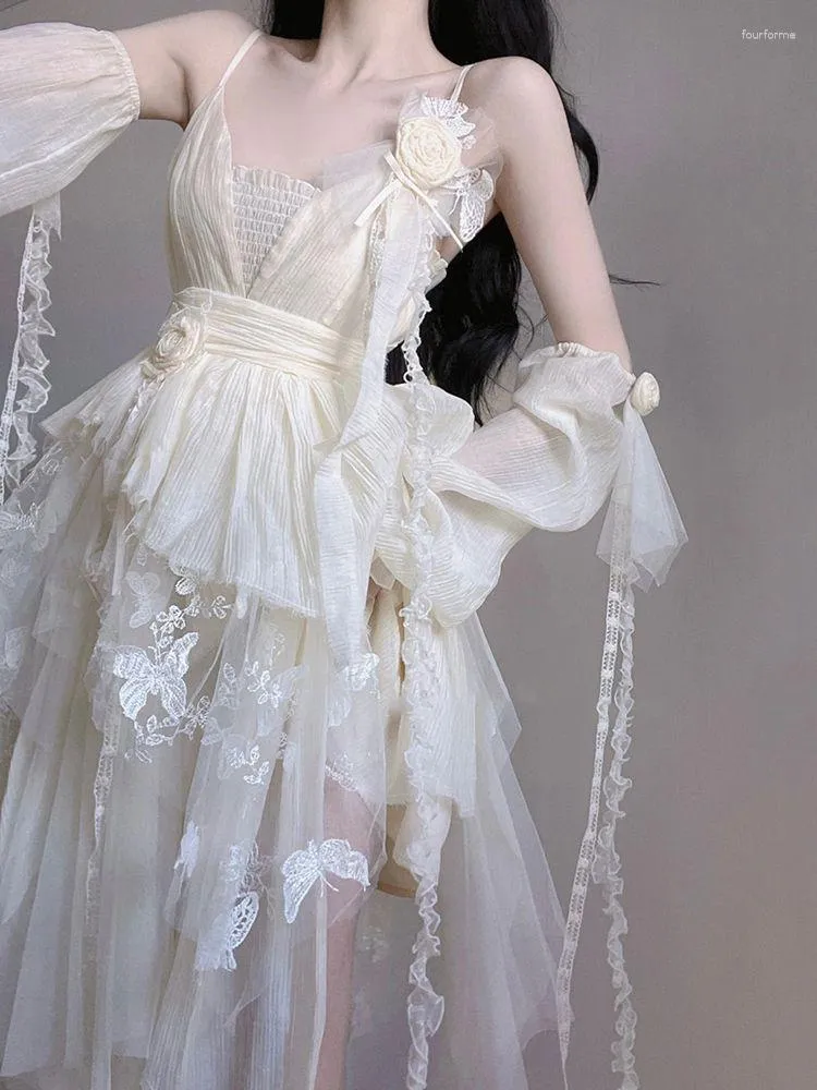 Comprar 2023 verano francés Vintage Floral Mini vestido mujer playa elegante  vestido de una pieza moda coreana arco dulce Vestido corto de fiesta Chic