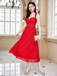 Vestido largo de terciopelo rojo para mujer, traje Sexy de lujo