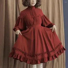 Vestidos medievales renacentistas para mujer, de manga larga, con cordones,  retazos sólidos, vintage, con volantes, conjunto de 2 piezas