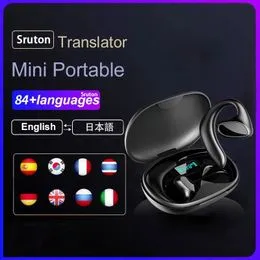Écouteurs Traducteur Langue Bluetooth 84 Langues - Dispositif Vocal Intelligent Voyage Noir
