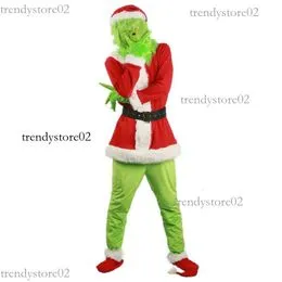 Masque Complet Grinch Noël + Bonnet + Gants Verts - Monstre Poilu Vert Latex Adulte - Costume Effrayant Père Noël Méchant