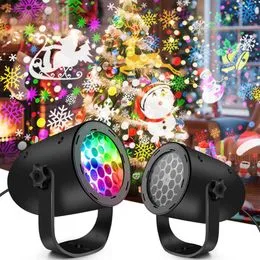 Projecteur Noël Extérieur à Flocons De Neige - LED Rotative 360°, 4W, Pour Jardin, Façade, Décorations De Fête