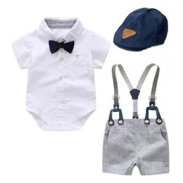 Ropa de bebé niño de 3 a 24 meses, conjunto de esmoquin para caballero para  bebé, traje de vestir con corbata de moño + pantalones con tirantes para