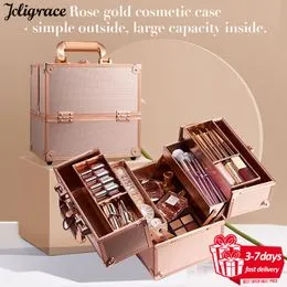Joligrace Estuche de tren de maquillaje, caja de cosméticos