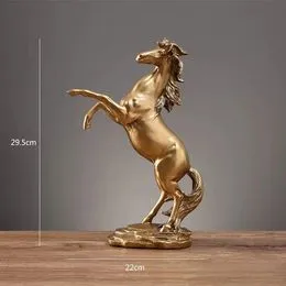 Statue De Cheval En Bois Décorative Bohany - 18x20cm, Sculpture Détaillée Pour Salon, Chambre, Bureau - 12
