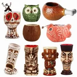 Tasse Tiki En Verre Pour Cocktails 450 Ml - Décoration Bar Hawaïen, Fête Luau, Cadeau Original