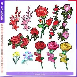 Ecusson Patch Couture Oiseaux Broderie Fleur Robe Tissu Brodé Applique