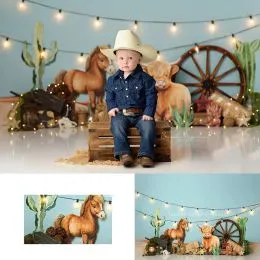 Toile De Fond Anniversaire Cowboy Western - 1.8x1.2 M - Vinyle - Décoration Fête Rodéo - 9
