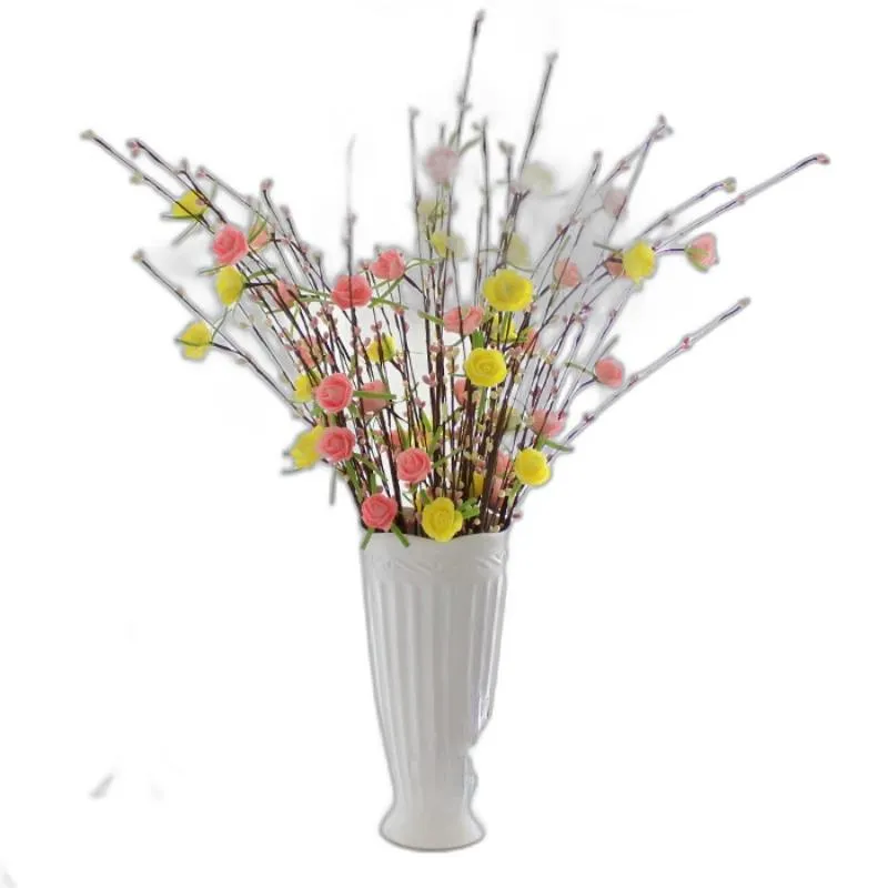75CM Artificial Spring  and Plum Blossom artificial flower sticks for Living Room, Dining Table, and Floor Decoration with Peach