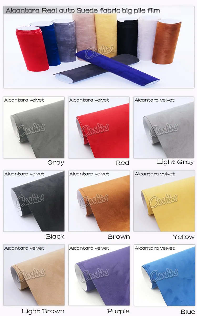 Alcantara Wildleder Stoff Selbstklebendes Vinyl Plenka Für Autos 1.35 * 15m  60 Farben Geben Verschiffen Frei Von 164,1 €