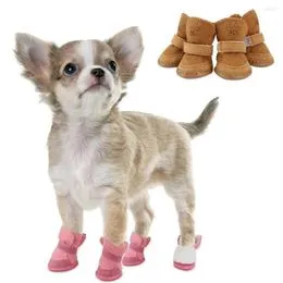 Hondenschoenen, hondenlaarzen 4 stks/set honden winterschoenen regen sneeuw waterdichte slofjes sokken rubberen slip schoenen voor kleine puppy's schoenen accessoires (kleur: geel, maat: 7