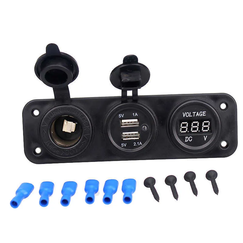 12-24V Dual-USB-Lade buchse wasserdicht 2.1a Lade adapter Autos pannungs  monitor mit Touch-Schalter elektronisches Feuerzeug - AliExpress