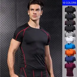 Camiseta ajustada de entrenamiento atlético para hombre Camiseta elástica  de secado rápido con cuello redondo y