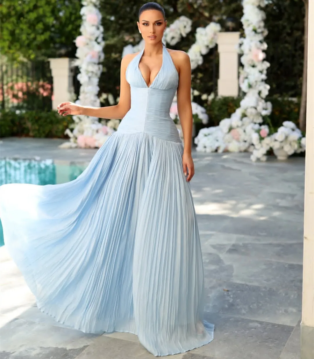 dhgate dresses formal Light Blue & Light Blue Prom Gown Wholesale - Elegant Style call-out