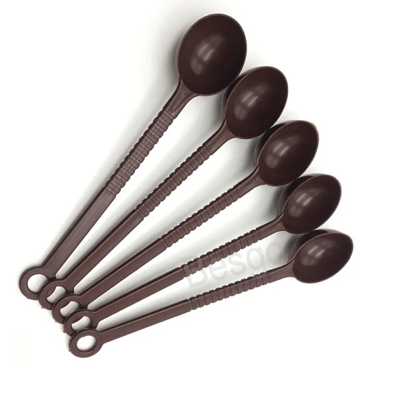 10g Plastic Measuring Spoon Coffee Stir Spoons Ice-cream Dessert Spoon Long Handle Juice Milk Tea Stirrers Scoop Kitchen Tools BH6136 TYJ