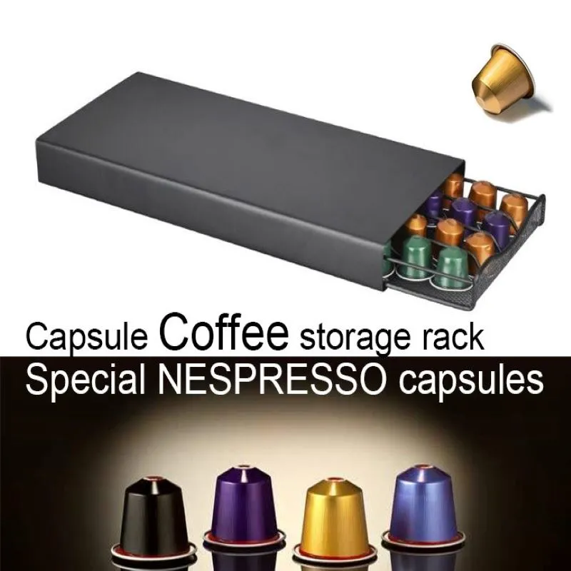 Stainless Steel 40 Cups Nespresso Coffee Capsule Storage Rack Dispenser Organizer Machine Stand Coffeeware Kitchen Accessories Y1116