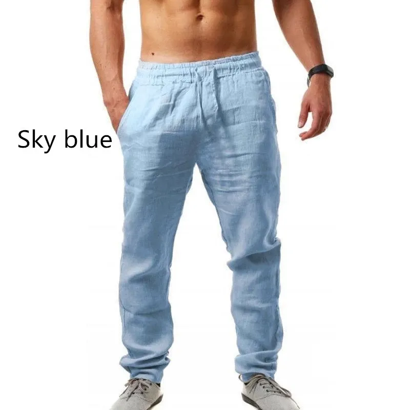 Men Pants Male Cotton Linen Summer quick-dry Breathable Solid Color Linen Trousers Street Casual Comfortable Thin section Male 4