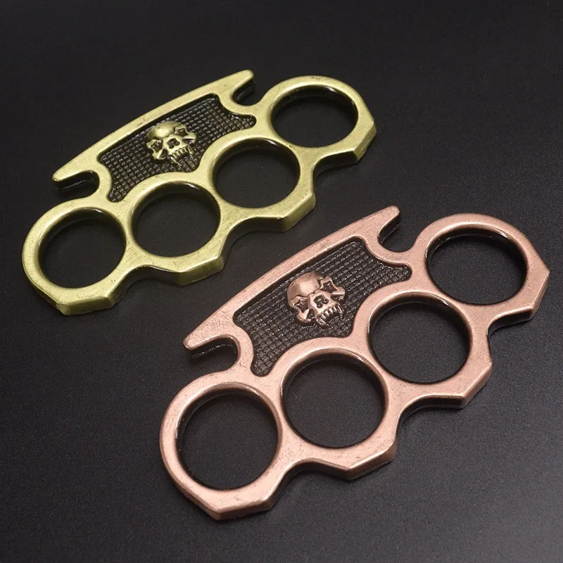 Skull Fist Buckle Metal Knuckle Duster Four Finger Tiger Outdoor Camping Self-defense Pocket EDC Tools