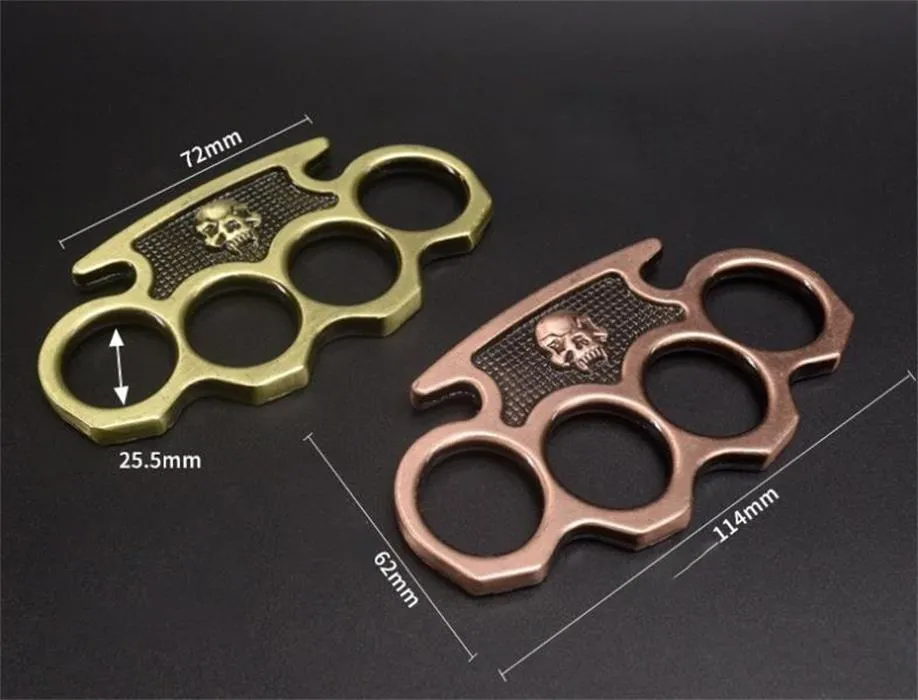 Skull Fist Buckle Metal Knuckle Duster Four Finger Tiger Outdoor Camping Self-defense Pocket EDC Tools