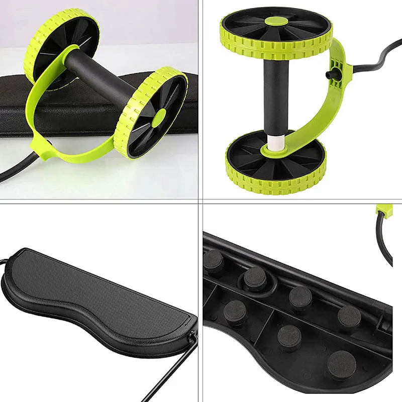 Abdominal Double Wheel Ab Roller Home Gym Muscle Waist Arm Exercise Fitness Equipment Pull Rope Resistance Bands Slimming Device5215131