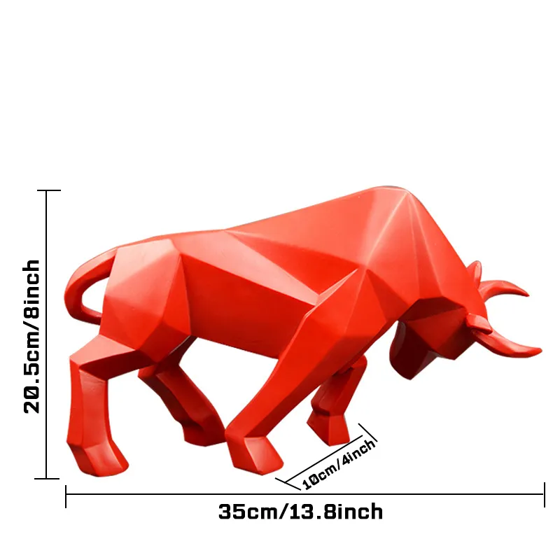 Bull Statue Bullfight Sculpture Ox Resin nordic decoration home decor Tabletop Statues Bison figurine Animal Cabinet 210329