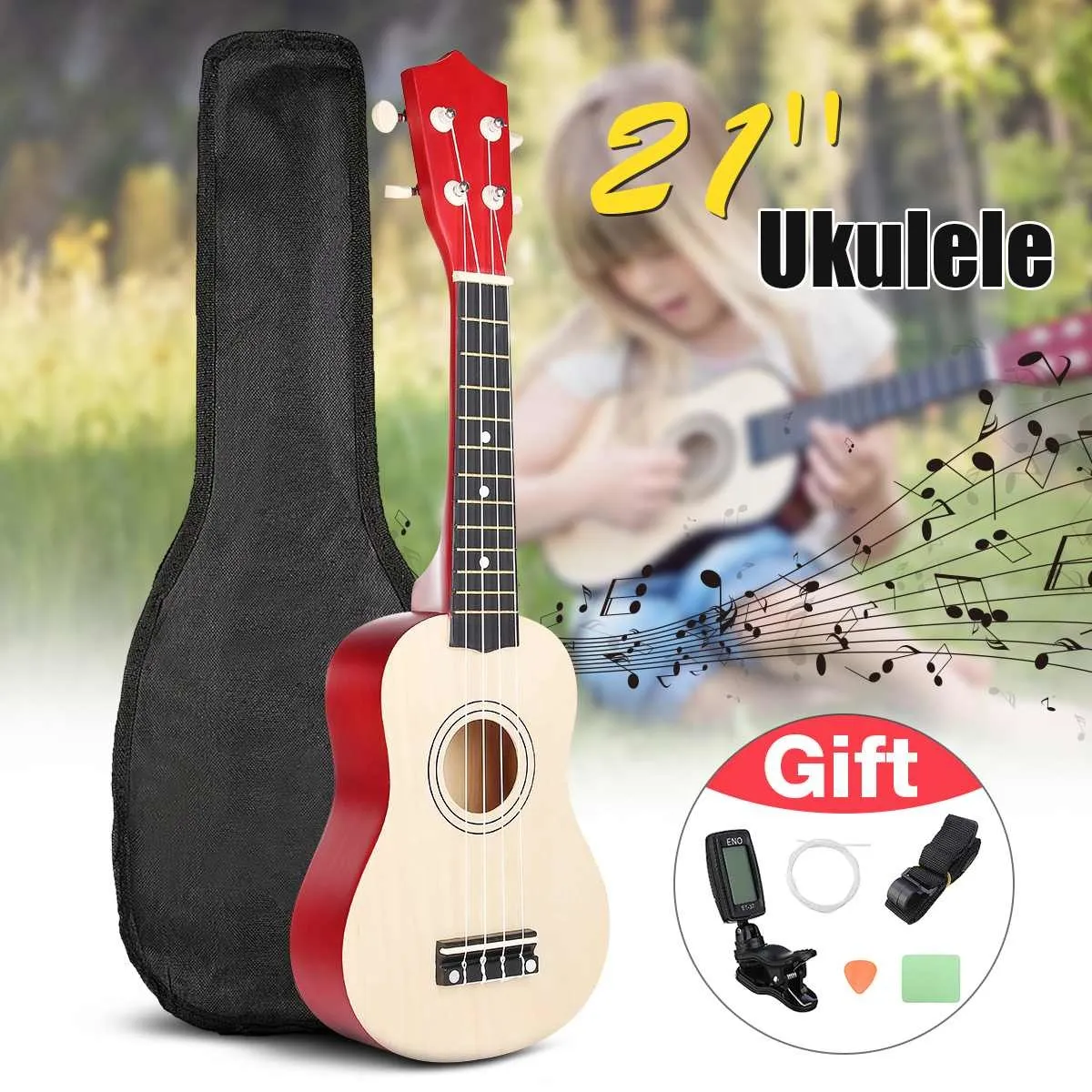 21 inch Mini Ukulele 4 Strings Ukulele Colorful Mini Guitar Musical Educational Instrument Toys for Kids Children Gift Beginners H265Z