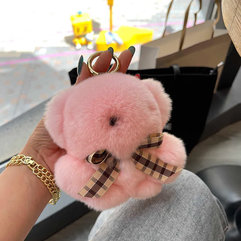 Cute Bear Keychains Rex Rabbit Fur Car ,Handbag, Keyring pendant