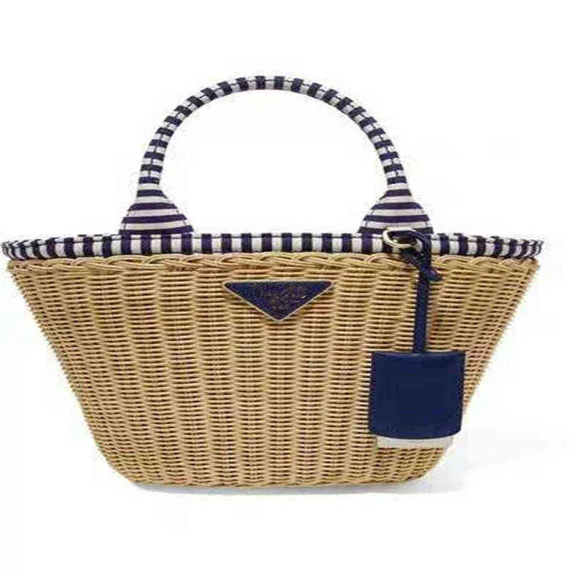 Bucket bag new summer vacation beach straw woven women`s hand single shoulder diagonal 220526