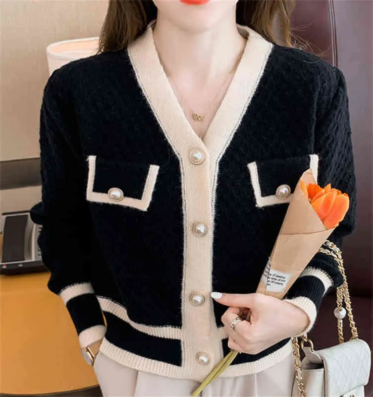 Fashion Ladies Knitted Cardigans Sweaters Women Long Sleeve V-neck Korean Office Slim Tops Knitting Blouse Girls Hoodies Causal Sweet Wind