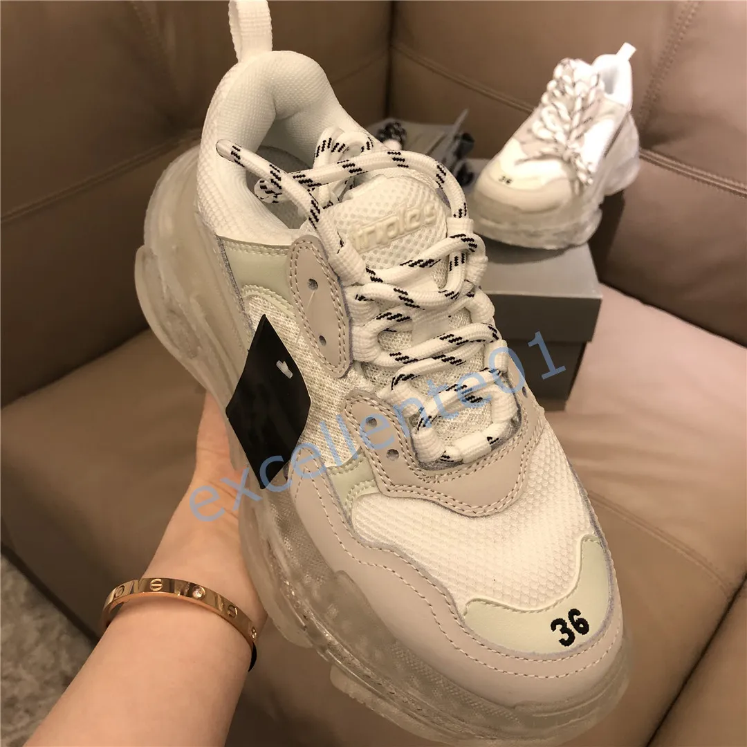 Casual Shoes Trainers Dad Shoe Mens Runners Chaussures Triple S Clear Sole Black Oversized Womens Beige Quality 2020 Paris