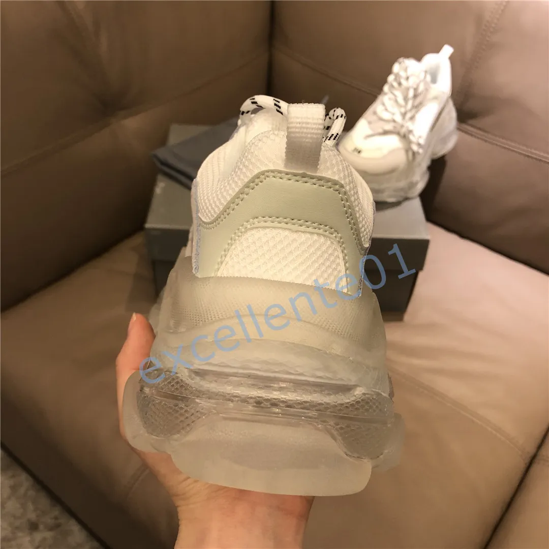 Casual Shoes Trainers Dad Shoe Mens Runners Chaussures Triple S Clear Sole Black Oversized Womens Beige Quality 2020 Paris