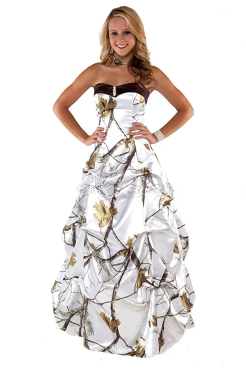 White Camo Sweetheart Camouflage wedding dress with Draped Skirt, Satin Fabric, Lace-Up Back, Customizable Plus Size Camouflage Vestidos White Camo Sweetheart Camouflage wedding dress with Draped Skirt, Satin Fabric, Lace-Up Back, Customizable Plus Size Camouflage Vestidos