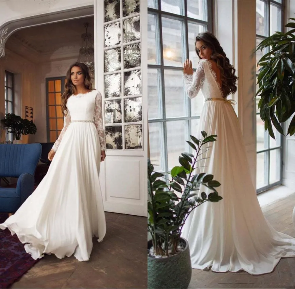 Long Sleeves A Line Dress Bateau Neck Lace... From Myohmydress, $100.89 |  DHgate.Com