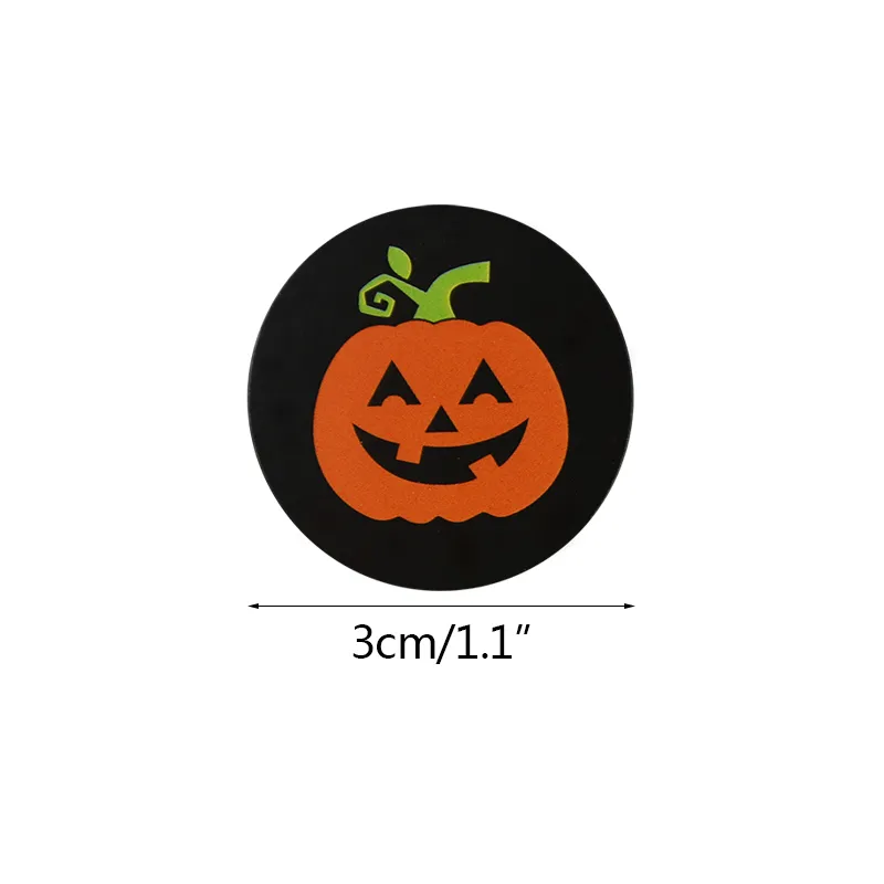 decoração abóbora Halloween - Etiqueta selo rosto abóbora desenho Halloween, Adesivos decorativos redondos para lembrancinhas festa, rolo adesivo  portátil para crianças e adultos Littryee