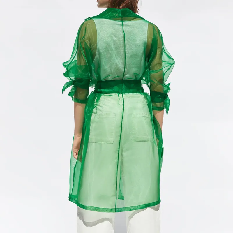 Jaqueta De Organza Transparente Mulheres Moda Jaquetas De Manga