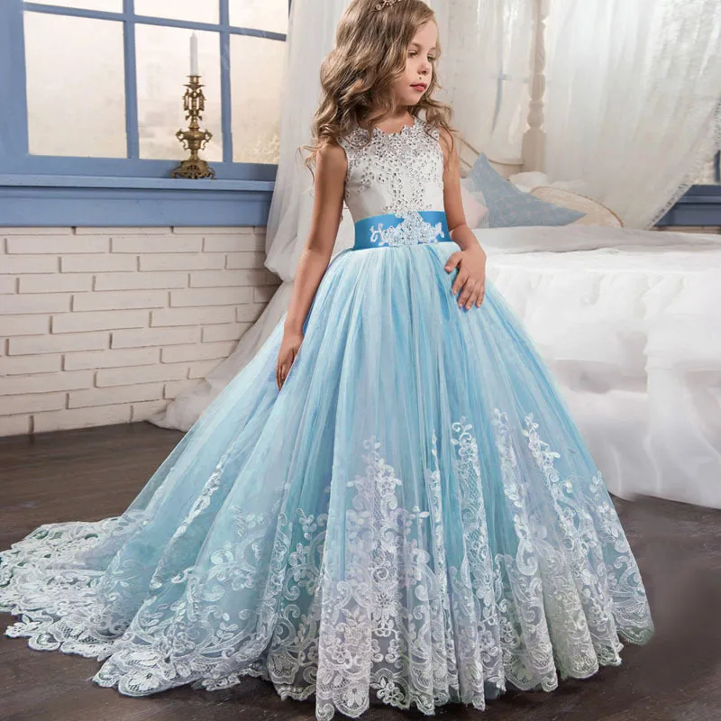 Ninas elegante ropa de princesa del vestido de 4 a 14 anos vestidos de las ninas boda para ninas fiesta de cumpleanos de tarde de los ninos Vestido