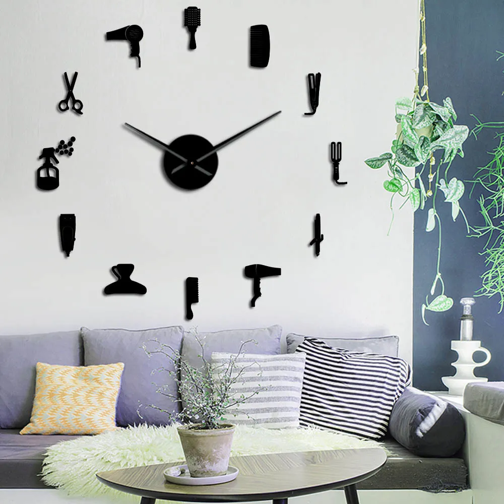 Peluquer a Herramienta Para El Cabello Gran DIY DIY Reloj De Pared