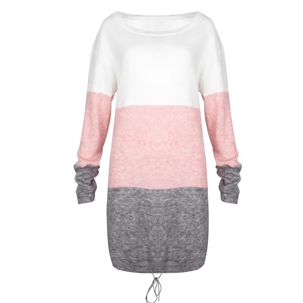 Only damen colorblock knit dress noos mahogany rosa grau top