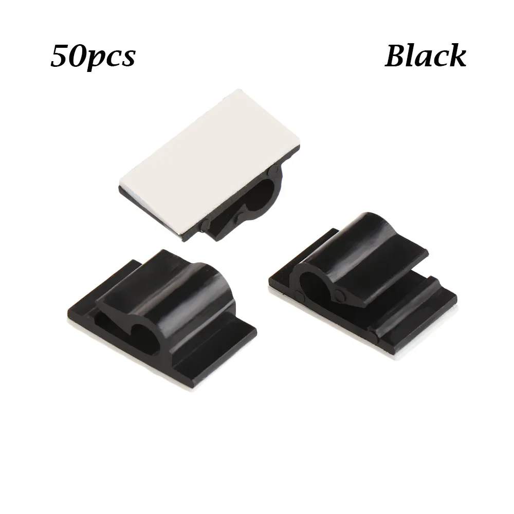 Clips câbles adhesifs multifonctions 3 noirs + 3 blancs