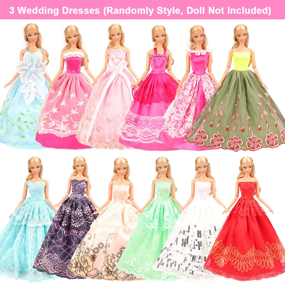 Moda handmade10 vestidos/conjunto dolll acessórios = 5 cauda longa