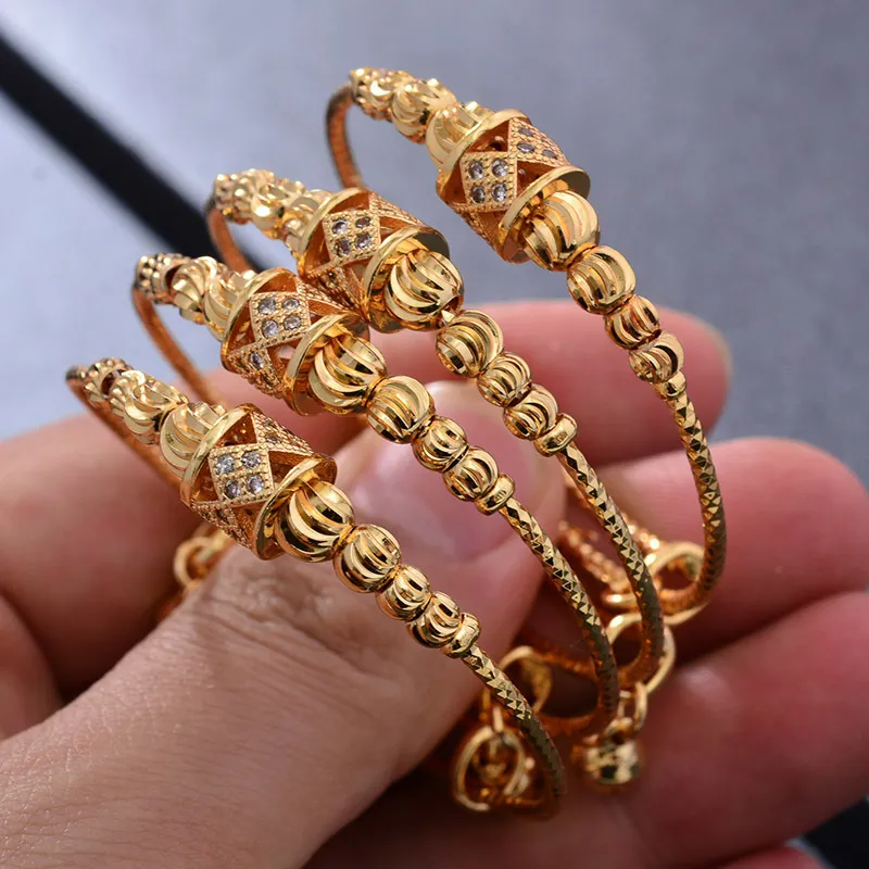 22K Two-Toned Gold Pattern Beaded Baby Bracelet - BBR PSC144445-A