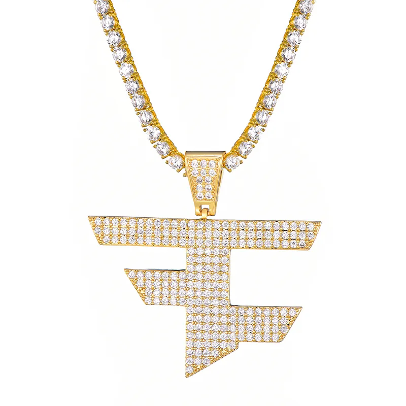 FaZe Clan Pendant Men Women Hip Hop Gold Color Iced Out Cubic