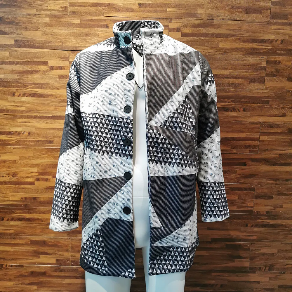 Fashion geometric color printed coat hotsell