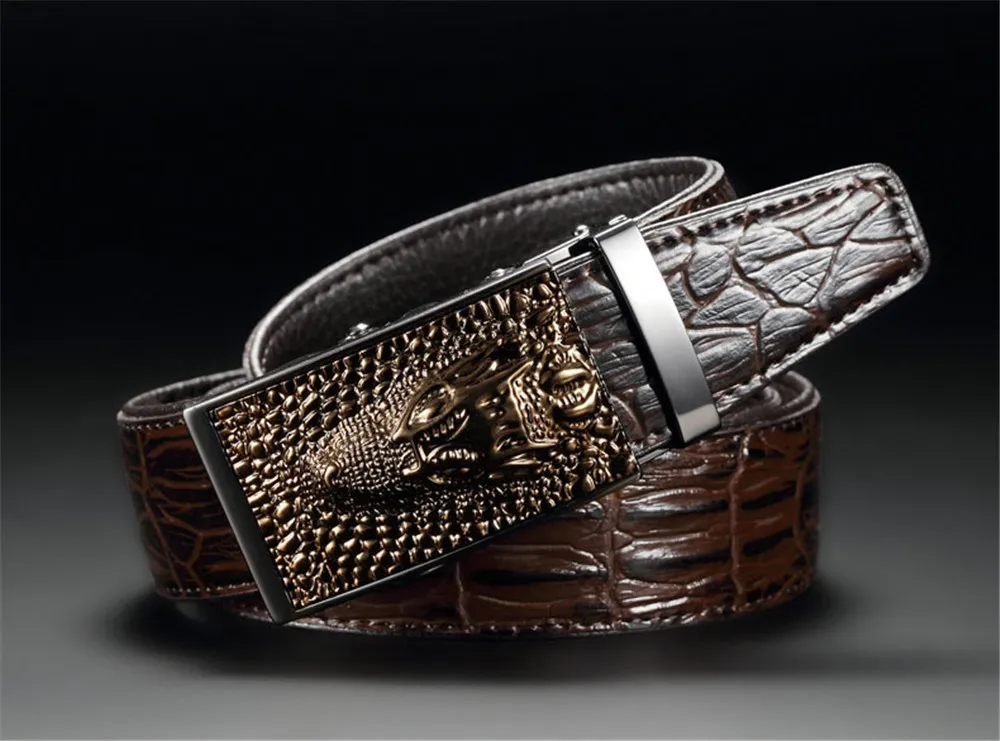 Fashion Casual Mens Leather Belts, Faux Crocodile Leather