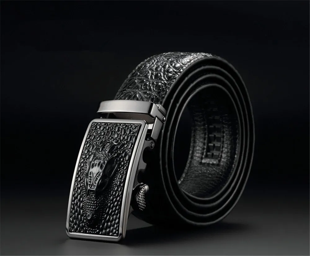 Fashion Casual Mens Leather Belts, Faux Crocodile Leather Belt Men