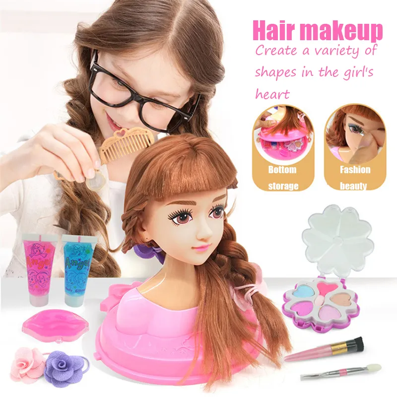 Boneca conjunto de maquiagem de cabelo cosmético boneca com